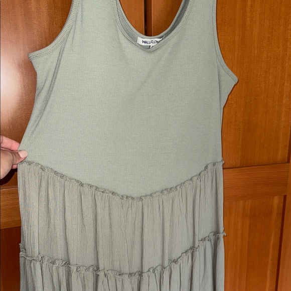 Sleeveless Tiered Dress in Sage Green - Picture 2 of 3